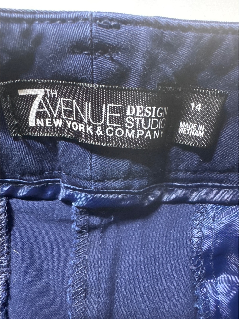 7th Avenue Design Studio Navy Blue Classic Pants Size 14 - Comfy & Stylish! - Picture 6 of 8
